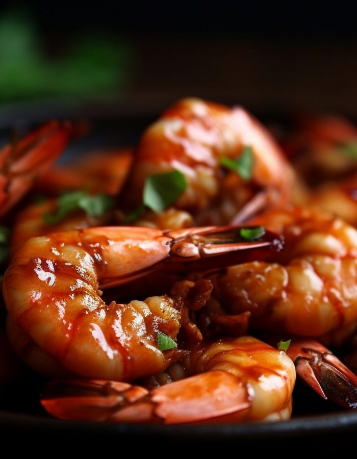 Grilled seafood plate with prawn, scampi, and healthy vegetables generated by artificial intelligence